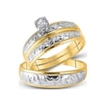 thumbnail image 1 of 10kt Yellow Gold His Hers Round Diamond Solitaire Matching Wedding Set 1/20 Cttw, 1 of 5