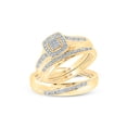 thumbnail image 1 of 10kt Yellow Gold His Hers Round Diamond Square Matching Wedding Set 1/12 Cttw, 1 of 5
