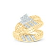 thumbnail image 1 of 10kt Yellow Gold His Hers Round Diamond Square Matching Wedding Set 1/2 Cttw, 1 of 3