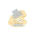 thumbnail image 1 of 10kt Yellow Gold His Hers Round Diamond Square Matching Wedding Set 1/2 Cttw, 1 of 3