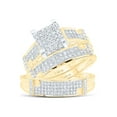 thumbnail image 1 of 10kt Yellow Gold His Hers Round Diamond Square Matching Wedding Set 1/2 Cttw, 1 of 5
