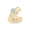 thumbnail image 1 of 10kt Yellow Gold His Hers Round Diamond Square Matching Wedding Set 5/8 Cttw, 1 of 3