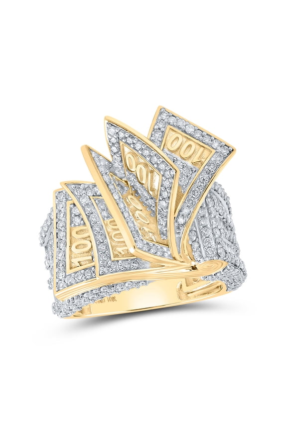 10kt Yellow Gold Mens Baguette Diamond 100 Bill Band Ring 3-1/3 Cttw