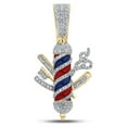 thumbnail image 1 of 10kt Yellow Gold Mens Baguette Diamond Barber Pole Charm Pendant 7/8 Cttw, 1 of 2