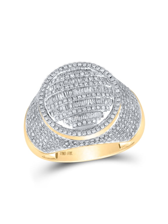 10kt Yellow Gold Mens Baguette Diamond Circle Ring 1-5/8 Cttw