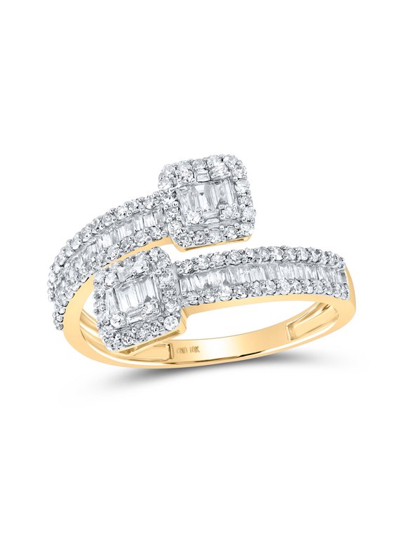10kt Yellow Gold Mens Baguette Diamond Cuff Band Ring 1 Cttw