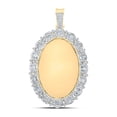 thumbnail image 1 of 10kt Yellow Gold Mens Baguette Diamond Mirror Oval Charm Pendant 2-1/2 Cttw, 1 of 1