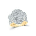 thumbnail image 1 of 10kt Yellow Gold Mens Baguette Diamond Oval Statement Cluster Ring 1-5/8 Cttw, 1 of 1