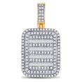 thumbnail image 1 of 10kt Yellow Gold Mens Baguette Diamond Rectangle Charm Pendant 3/4 Cttw, 1 of 1