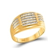 thumbnail image 1 of 10kt Yellow Gold Mens Baguette Diamond Striped Fashion Ring 1/2 Cttw, 1 of 1