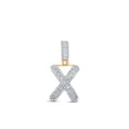 thumbnail image 1 of 10kt Yellow Gold Mens Baguette Diamond X Initial Letter Pendant 3/8 Cttw, 1 of 1