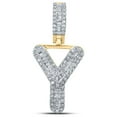 thumbnail image 1 of 10kt Yellow Gold Mens Baguette Diamond Y Initial Letter Pendant 1/3 Cttw, 1 of 1