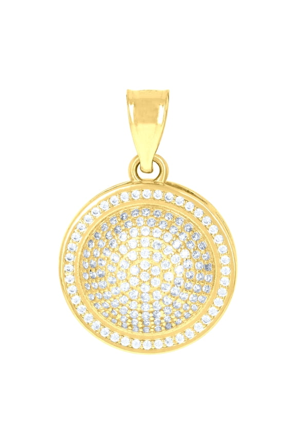 10k 10kt Yellow Gold Mens Cubic-Zirconia Cluster Round Fashion Medallion Charm Pendant