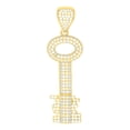 thumbnail image 1 of 10k 10kt Yellow Gold Mens Cubic Zirconia Key Lock & Key Charm Pendant for Men, 1 of 5