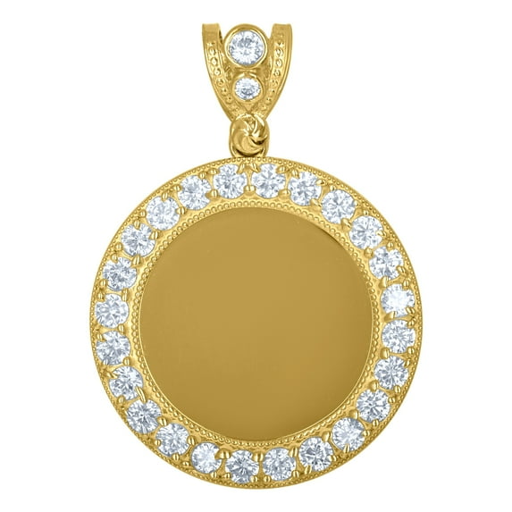 10k 10kt Yellow Gold Mens Cubic Zirconia Medallion Fashion Charm Pendant for Men