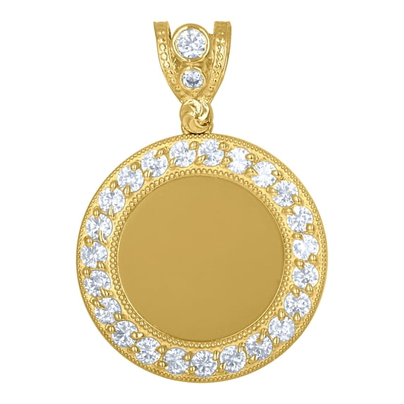 10k Yellow Gold Mens Cubic Zirconia Medallion Fashion Charm Pendant for Men
