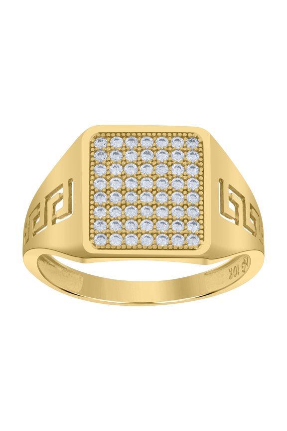 10kt Yellow Gold Mens Cubic-Zirconia Square Head Fashion Ring 3.5 Grams