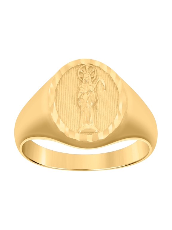10kt Yellow Gold Mens Death Angel Grim Reaper Ring, Mens Size: 10