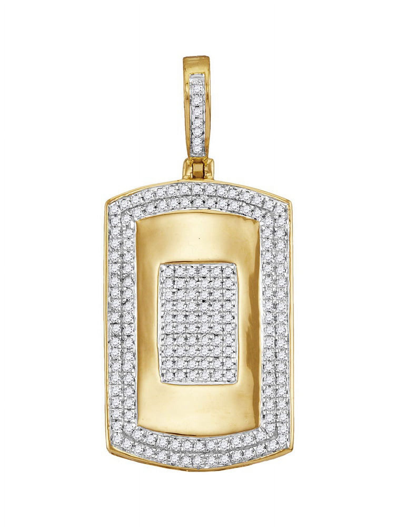 10kt Yellow Gold Mens Diamond Dog Tag Fine Design Necklace Pendant 1/2