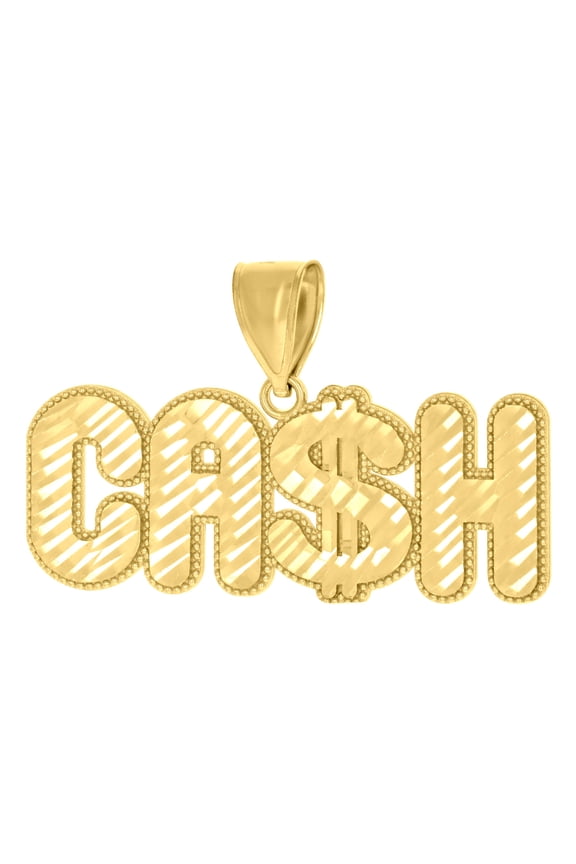 10k 10kt Yellow Gold Mens Dollar Sign Cash Fashion Charm Pendant for Men