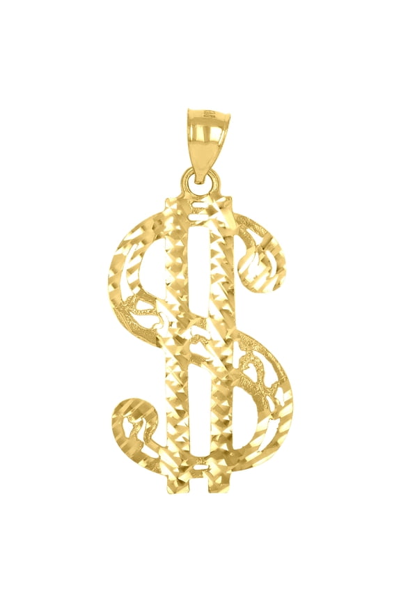 10k Yellow Gold Mens Gambling Dollar Sign Charm Pendant for Men