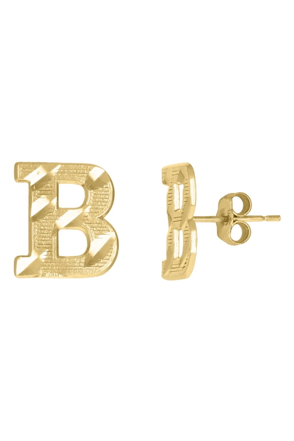 10kt Yellow Gold Mens Initials B Stud Earrings