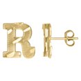 thumbnail image 1 of 10kt Yellow Gold Mens Initials Letter R Stud Earrings, 1 of 1