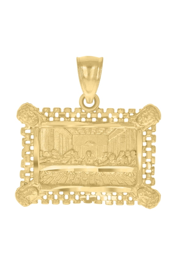 10k Yellow Gold Mens Last Supper Religious Charm Pendant for Men