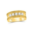 thumbnail image 1 of 10kt Yellow Gold Mens Machine-Set Round Diamond 5-stone Wedding Ring 1 Cttw, 1 of 1