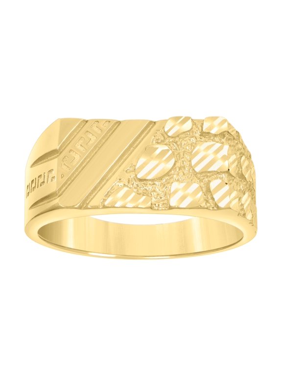10kt Yellow Gold Mens Nugget Fashion Ring, Mens Size: 10