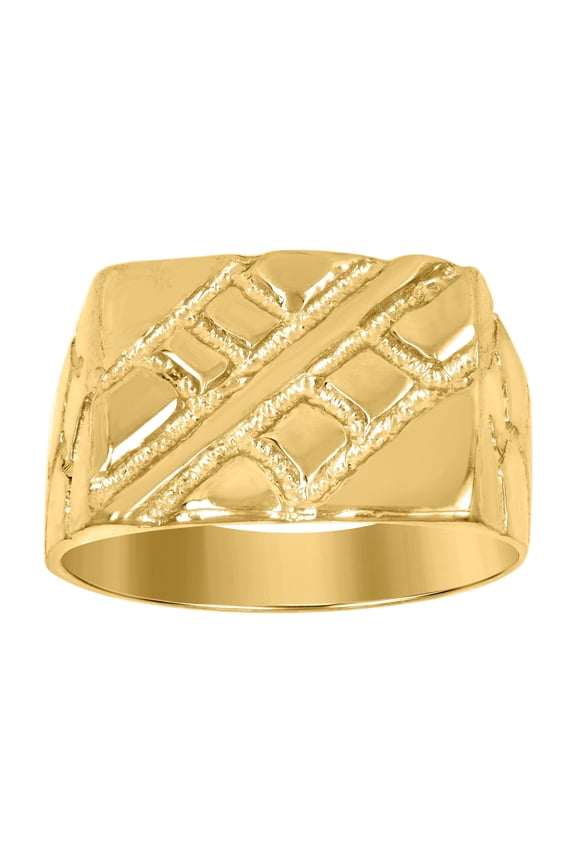 10kt Yellow Gold Mens Nugget Fashion Ring, Mens Size: 10