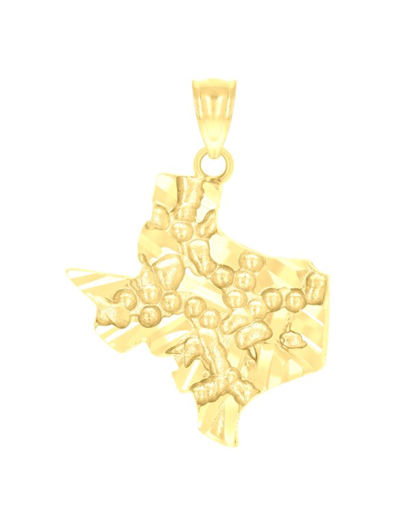 10k Yellow Gold Mens Nugget Texas Map Charm Pendant for Men