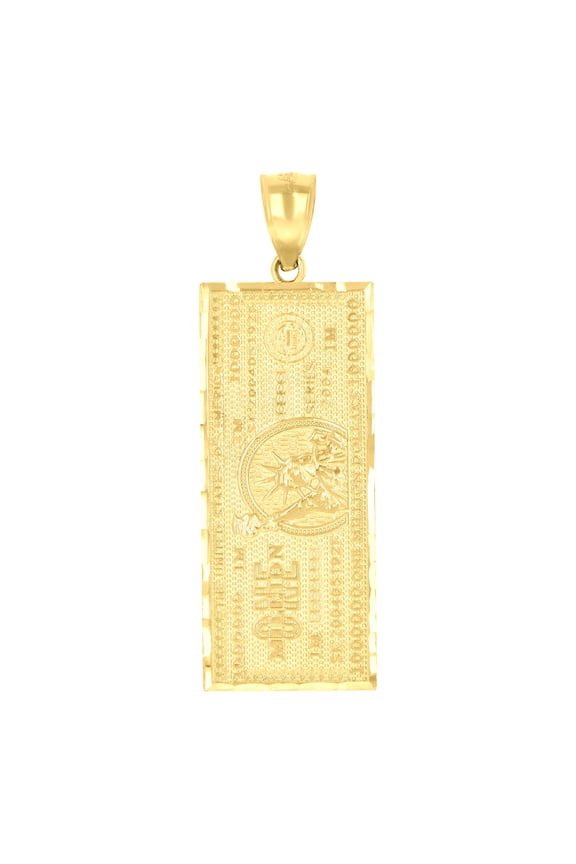 10k Yellow Gold Mens One Million Dollar Fashion Charm Pendant for Men