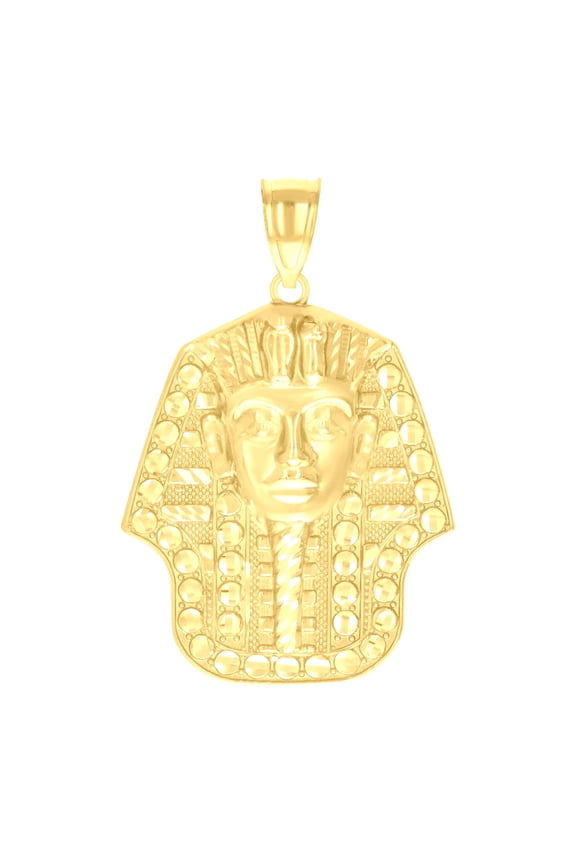 10k Yellow Gold Mens Pharaoh Egyptian Charm Pendant for Men