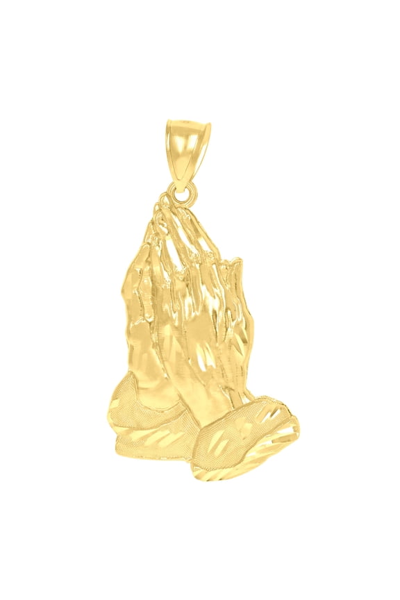 10k 10kt Yellow Gold Mens Praying Hands Symbol Religious Charm Pendant for Men
