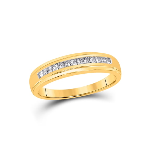 10kt Yellow Gold Mens Princess Diamond Wedding Band Ring 1/4 Cttw