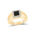 thumbnail image 1 of 10kt Yellow Gold Mens Round Black Color Enhanced Diamond Square Cluster Ring 3/8 Cttw, 1 of 1