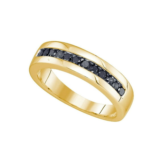 10kt Yellow Gold Mens Round Black Color Enhanced Diamond Wedding Band Ring 1/2 Cttw