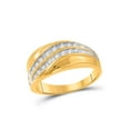 thumbnail image 1 of 10kt Yellow Gold Mens Round Channel-set Diamond Diagonal Double Row Wedding Band 1/3 Cttw, 1 of 2
