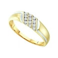 thumbnail image 1 of 10kt Yellow Gold Mens Round Channel-set Diamond Diagonal Triple Row Wedding Band 1/8 Cttw, 1 of 1