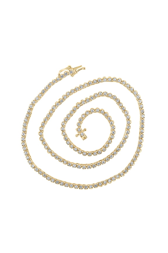 10kt Yellow Gold Mens Round Diamond 16-inch Tennis Chain Necklace 2-7/8 Cttw