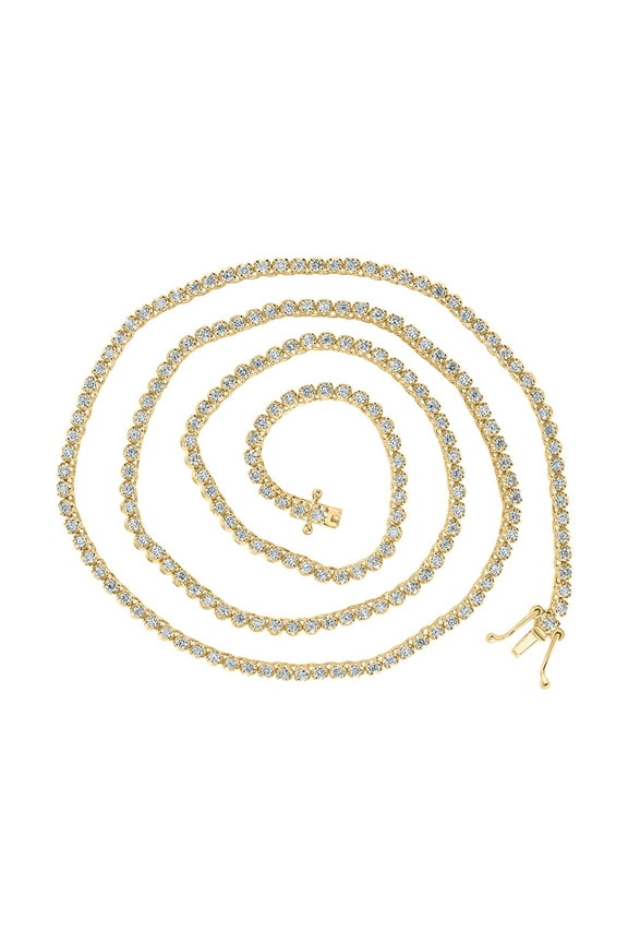 10kt Yellow Gold Mens Round Diamond 20-inch Tennis Chain Necklace 3-5/8 Cttw