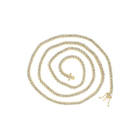 10kt Yellow Gold Mens Round Diamond 20-inch Tennis Chain Necklace 3-5/8 Cttw