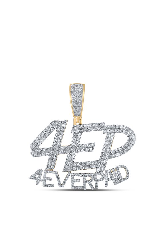 10kt Yellow Gold Mens Round Diamond 4 Ever Paid Charm Pendant 1-3/4 Cttw