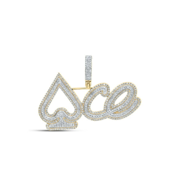 10kt Yellow Gold Mens Round Diamond Ace Spades Charm Pendant 1-3/4 Cttw