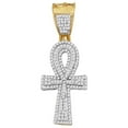 thumbnail image 1 of 10kt Yellow Gold Mens Round Diamond Ankh Cross Religious Charm Pendant 1/2 Cttw, 1 of 1