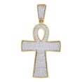 thumbnail image 1 of 10kt Yellow Gold Mens Round Diamond Ankh Cross Religious Charm Pendant 3/4 Cttw, 1 of 2