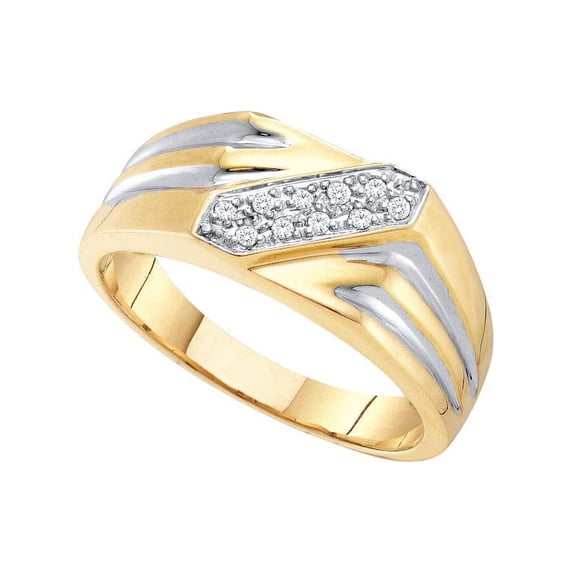 10kt Yellow Gold Mens Round Diamond Band Ring 1/10 Cttw