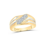 BAIKELI 10kt Yellow Gold Mens Round Diamond Band Ring 1/10 Cttw