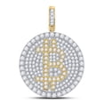 thumbnail image 1 of 10kt Yellow Gold Mens Round Diamond Bitcoin Circle Charm Pendant 2-1/2 Cttw, 1 of 2